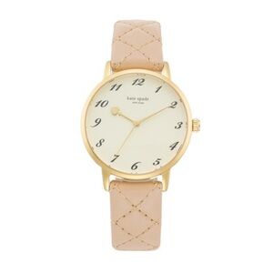 Kate Spade‎ 1YRU0785 Metro Champagne Dial Leather Strap Women's Watch